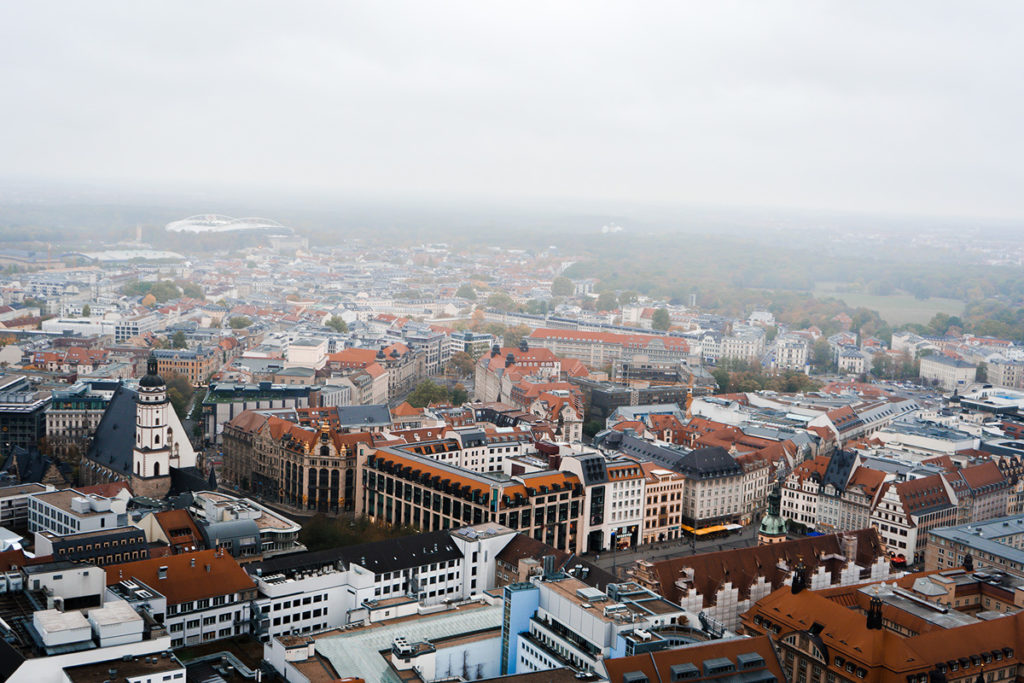 Aussicht vom Panorama Tower in Leipzig.